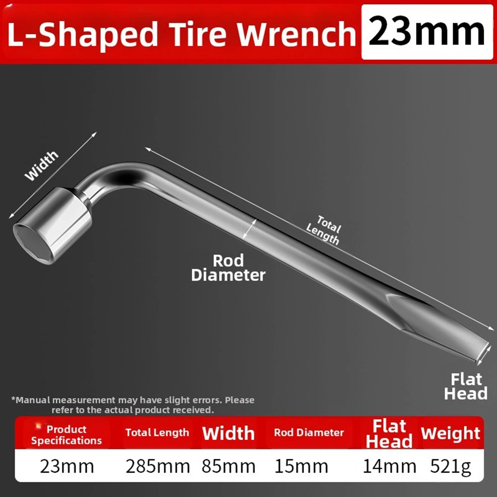 Stainless Steel Wheel Nut Wrench with 28cm Extended Handle and 8cm Bend Angle for Improved and Torque Transfer