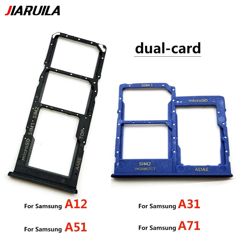 Sim Card Tray For Samsung A12 A31 A51 A71 A125F Dual Micro SIM Card Slot Tray Holder SD Card Reader Parts