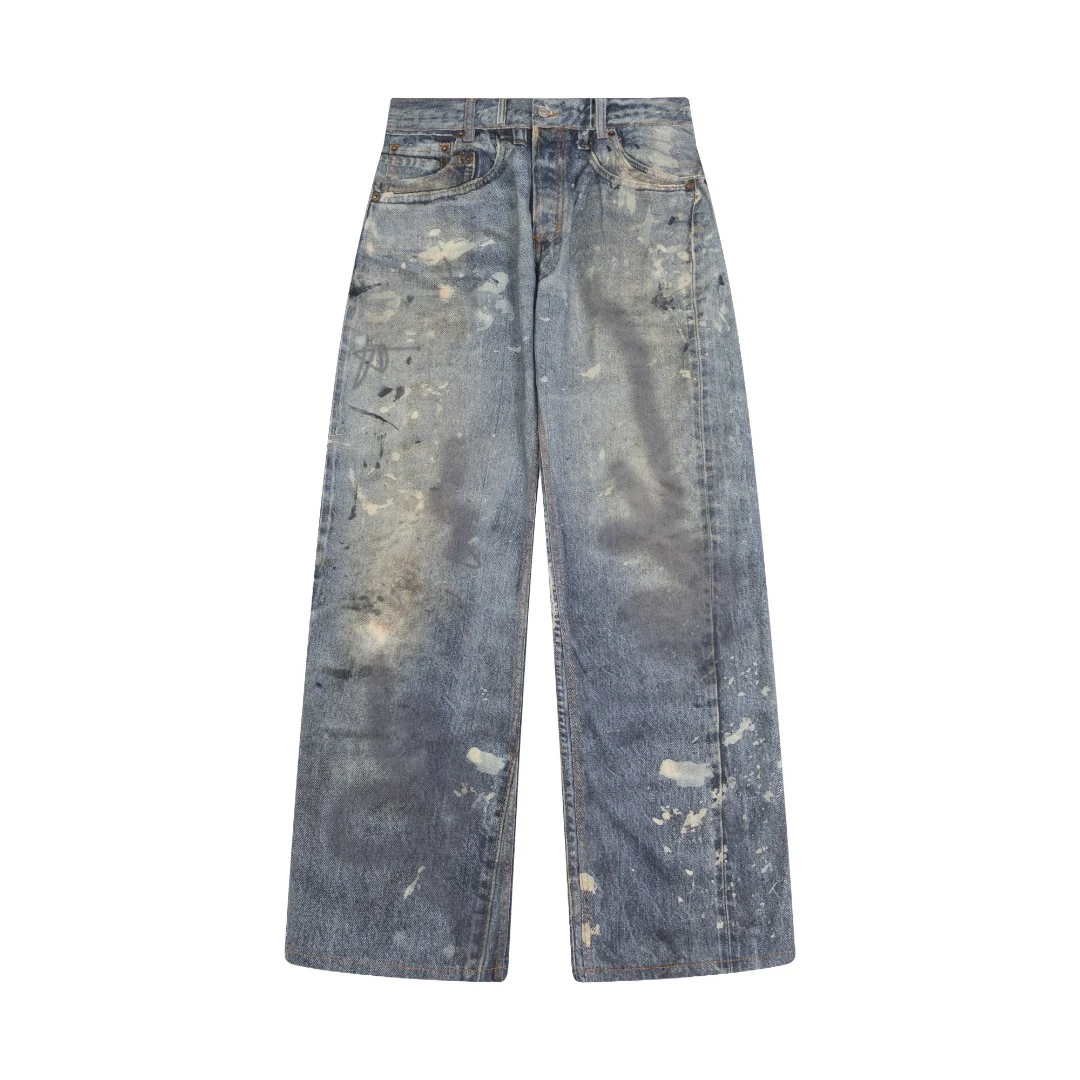 

AC 2024 New Casual Graffiti Dirty Printed Splash Jeans Pants