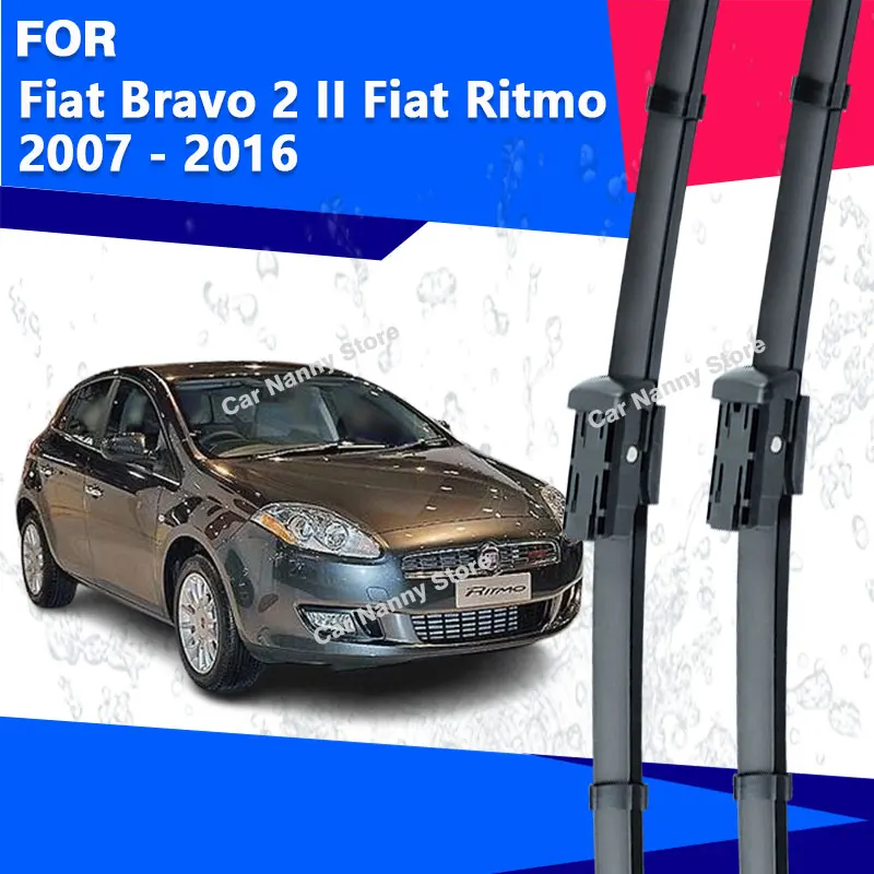 Limpiaparabrisas delantero, limpiaparabrisas de coche para Fiat Bravo 2 II Fiat Ritmo 2007-2016, limpiaparabrisas con tira de goma, limpiaparabrisas suaves 2008 2009