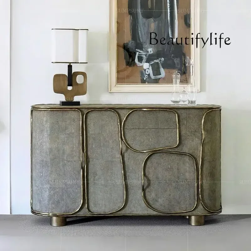 جلد سمكة لؤلؤي راقي، خزانة جانبية، خزانة، فيلا منزلية، إحساس راقي للإبداع، فن حديث، خزانة مدخل #3