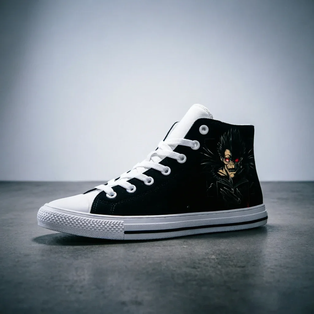 Demon Ryuk Unisex High Top Casual Shoes Retro Canvas Sneakers Lace-Up Gothic Streetwear Band Themed Footwear