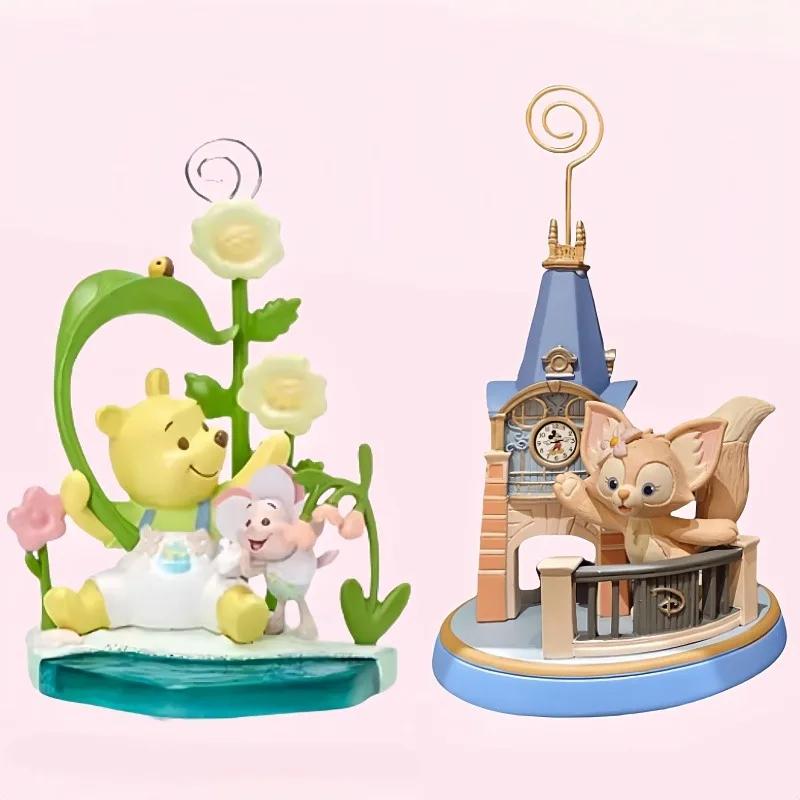 Disney LinaBell Photo Holder Winnie The Pooh and Clock Tower Desktop Ornaments Cartoon Anime Character Accessories Holiday Gift