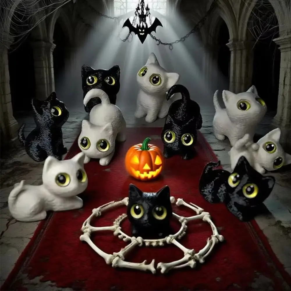 

PLA Halloween Cat Anime Figure Handicraft Model 3D Printed Cats Figurines Toys Funny Doll Collectible