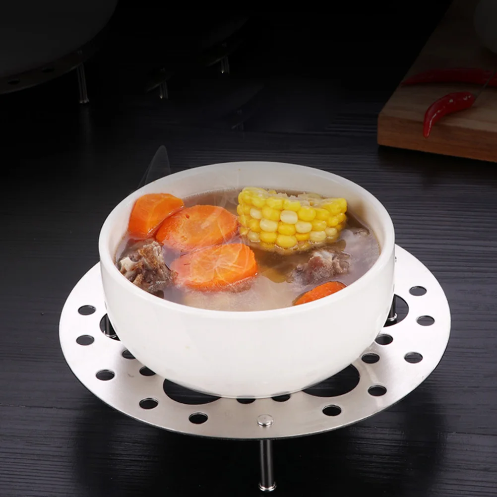 

Stainless Steel Steamed Egg Rack 7 Holes Dishwasher Safe Multi Use Steam Rack for Eggs Fish Veggies Pot Stand Gadget