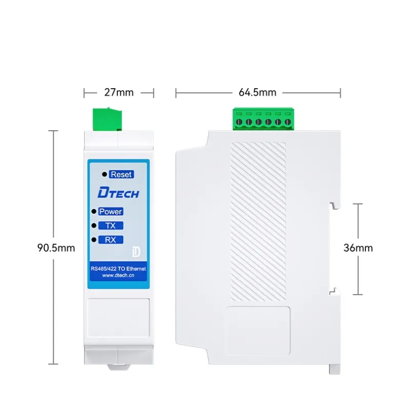Equipamento de transmissão de porta serial de trilho din dtech rs485/422 serial para tcp/ip conversor de dispositivo serial de sinal ethernet