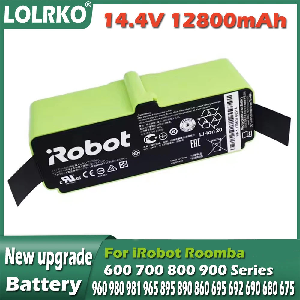 12800mAh Lithium Ion Battery For iRobot Roomba Cleaner 900 800 700 600 Series 960 980 981 965 895 695 692 690 680 675 890 860