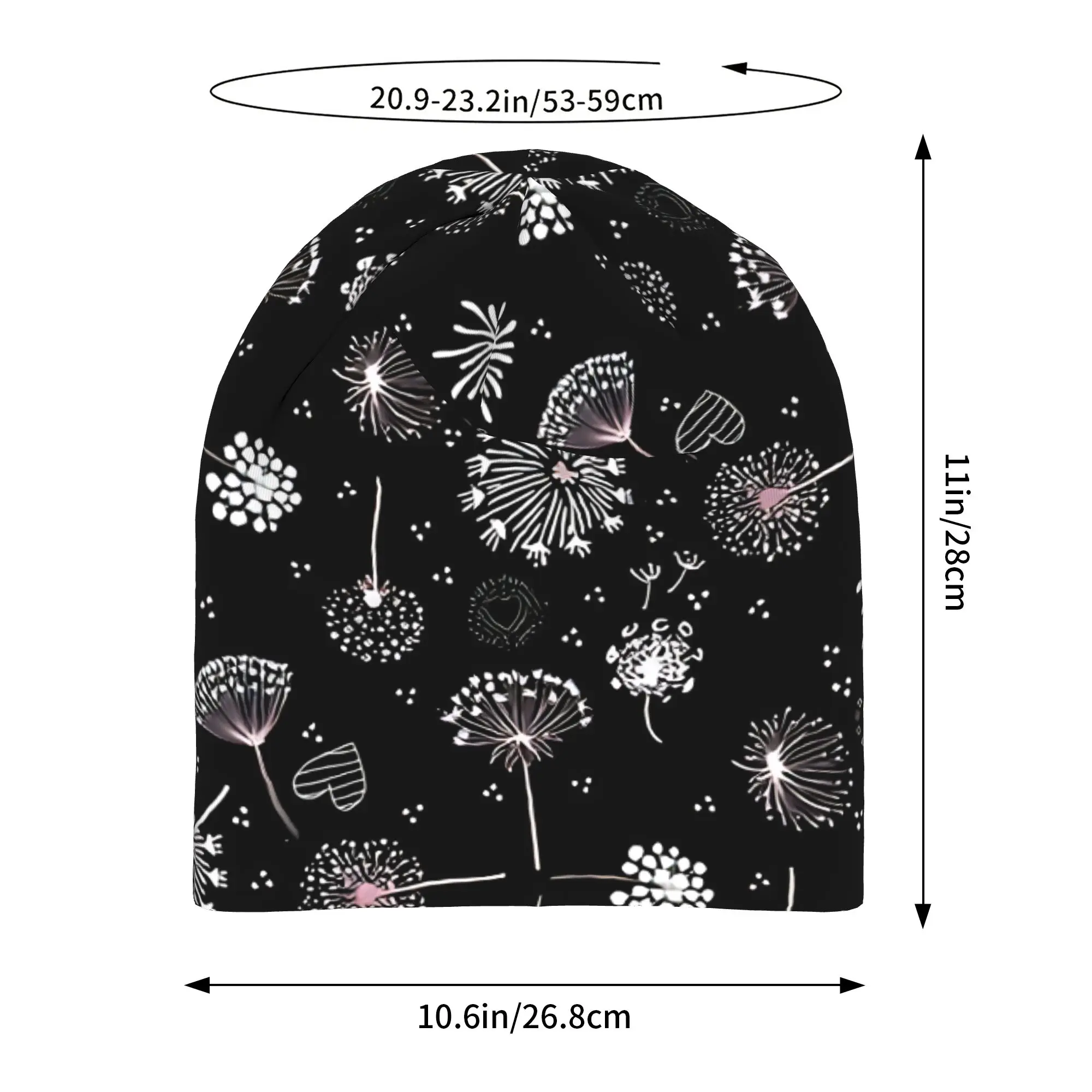 Autumn Dandelions On Black Bonnet Homme Fashion Thin Hat Skullies Beanies Caps Men Women Style Hats 2