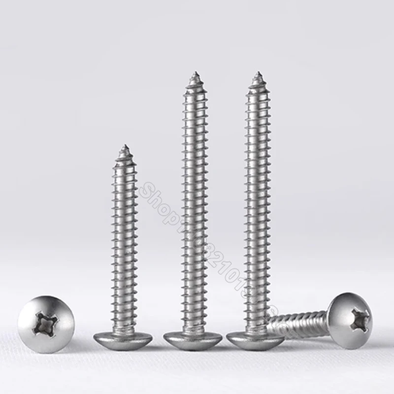 

10-50pcs Stainless Steel Cross Large Phillips Truss Flat Head Self-tapping Screw M4 M5 M6 Round Umbrella Pan Head Wood Screws