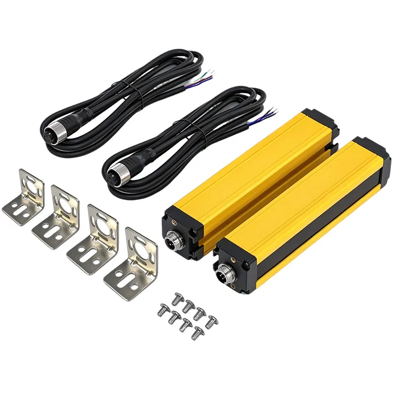 Safety Light Curtain Infrared Grating Barrier Sensor 12-24V DC NPN PNP Switch Output 20/40mm Pitch Safety Area Protection