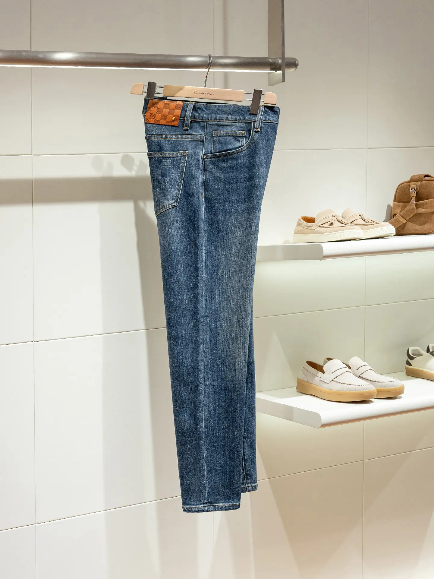 Vintage Washed Craft Stretch Cotton Blended Men's Loose Straight Jeans