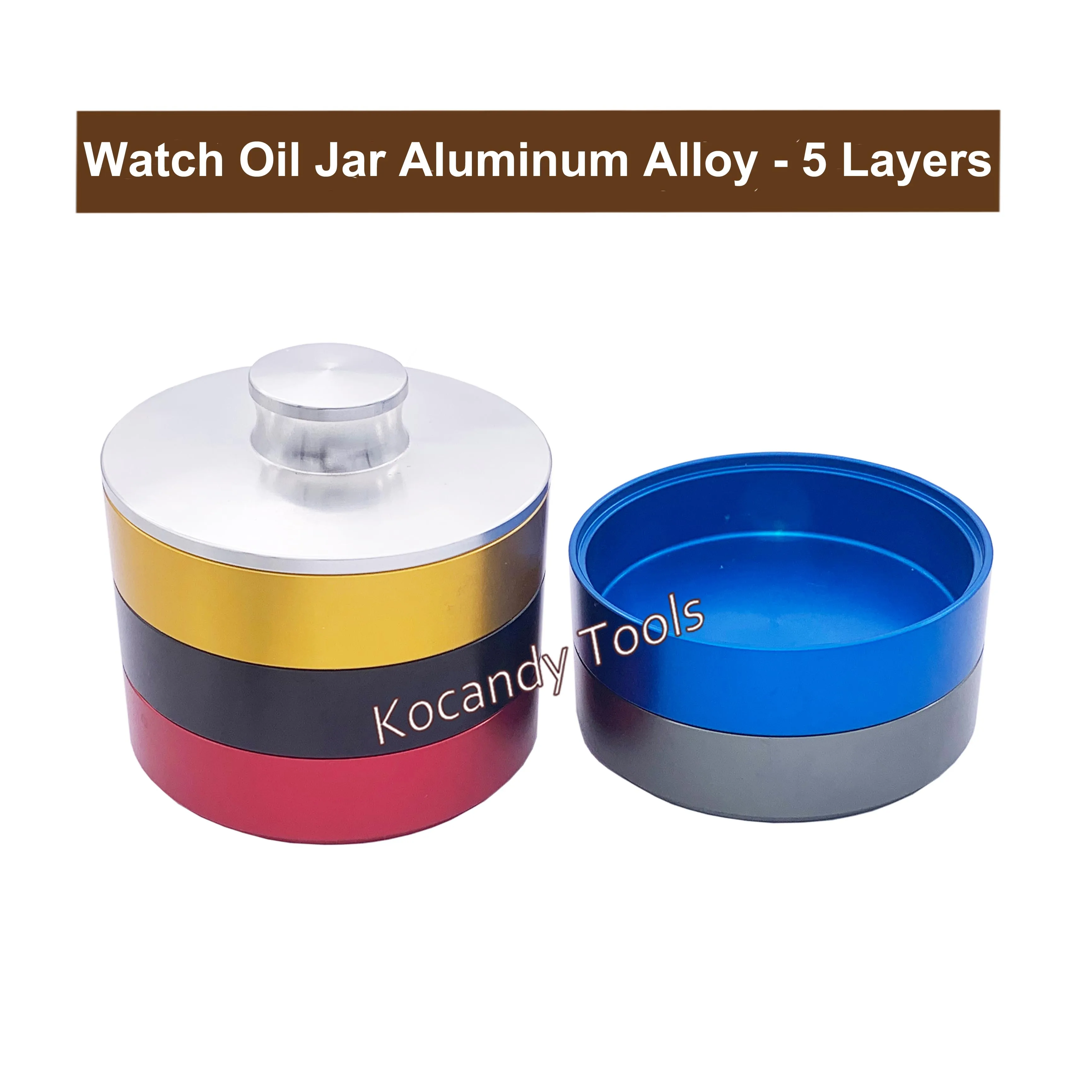 Watch Oil Washing Jar Aluminium Alloy 5 Layers Watch Movement Maintenance Repair Cleaning Tool