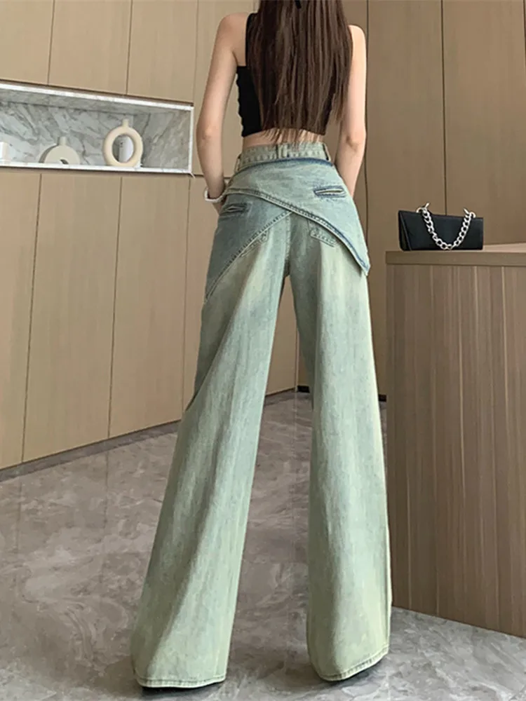 Trashy Y2K 2000S Removable Waist Seal Baggy Jeans Pants For Women Designer 90S Vintage Clothes Harajuku Fashion Lady Trousers