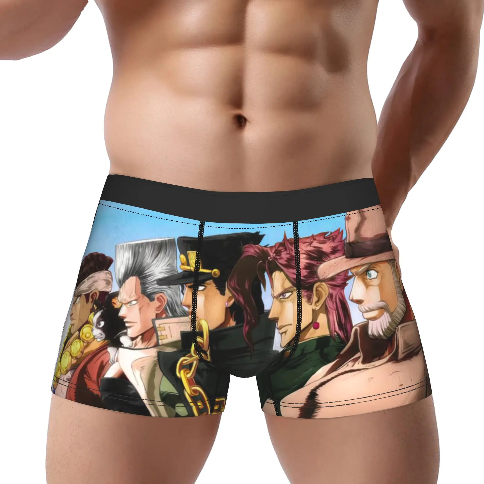 Bizarre Pose Art JoJo's Bizarre Adventure Underpants Homme Panties Male Underwear Print Shorts Boxer Briefs