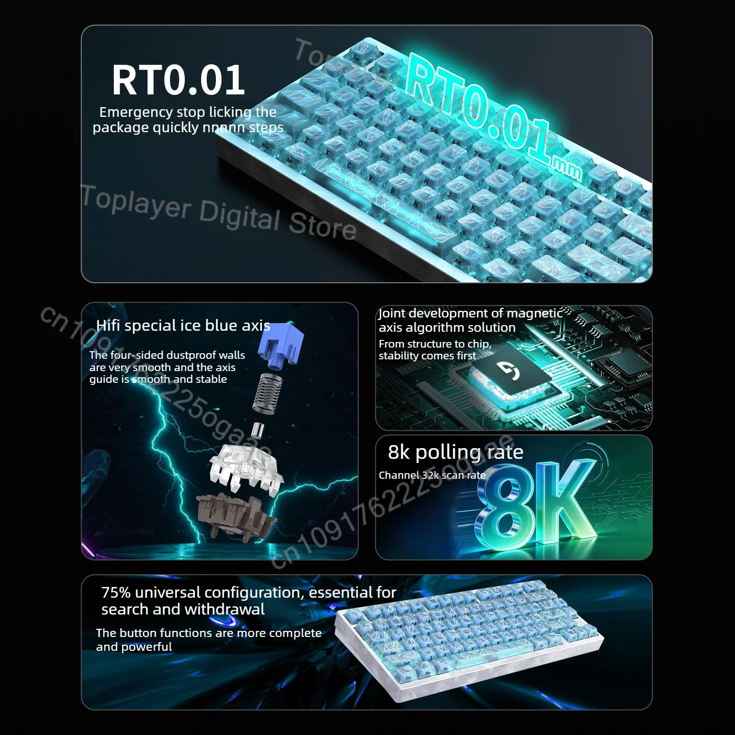 Fuhlen G75 Magnetic Axis Keyboard Wired Single Mode 81keys RGB Hot-swapping Ergonomic Design Low Latency Customized Keyboard