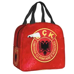 Kosovo Liberation Army UCK Insulated Lunch Bags for School Office Old Albania Flag Eagle Portable Cooler Thermal Bento Box Kids