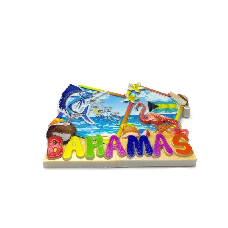1pc, Bahamas Personalized Ocean Swordfish Flamingo Magnetic Fridge Magnet Travel Souvenir Home Decoration