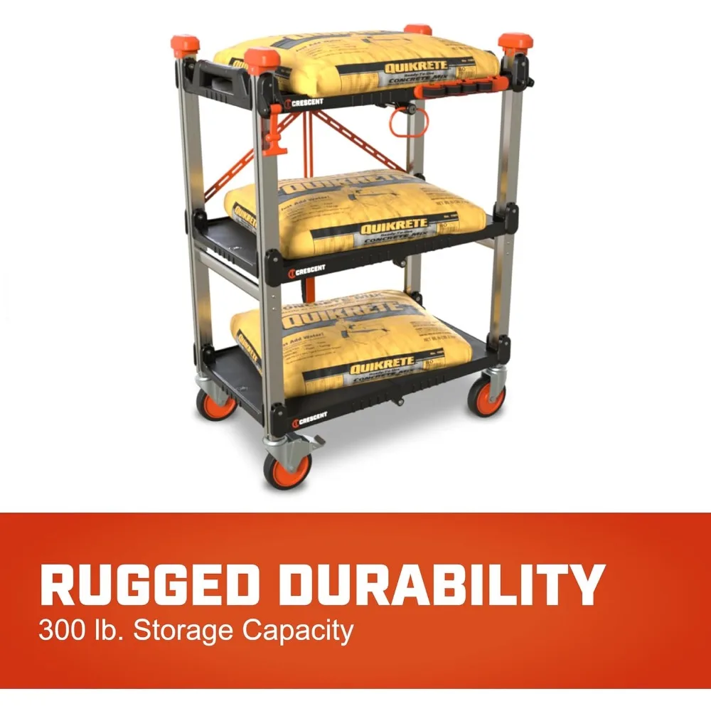 عربة عمل Crescent SITERUNNER ذات 3 طبقات قابلة للطي شديدة التحمل بسعة 300 رطل #4