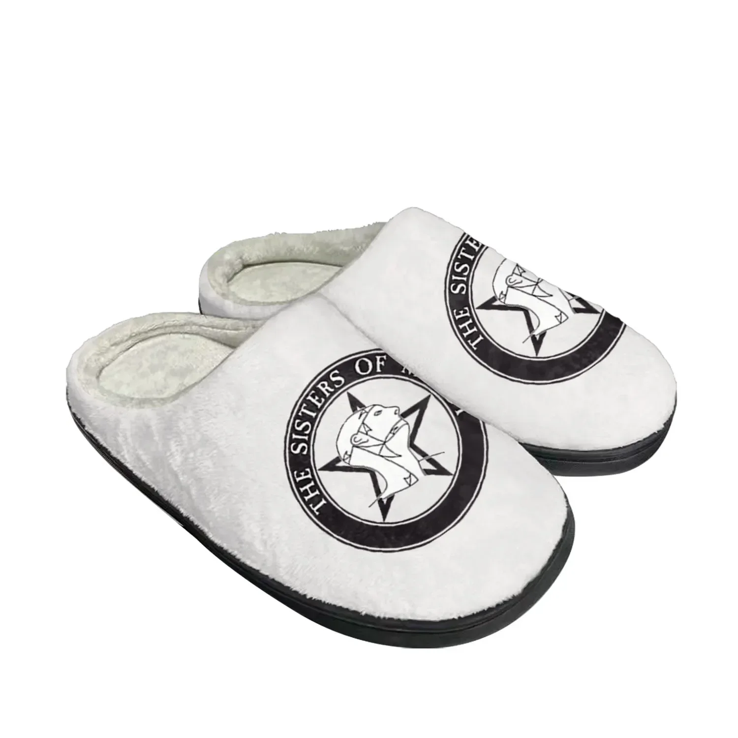 Mercy rock band andrew eldritch casa algodão chinelos personalizados das mulheres dos homens sandálias de pelúcia quarto manter sapato quente chinelo térmico