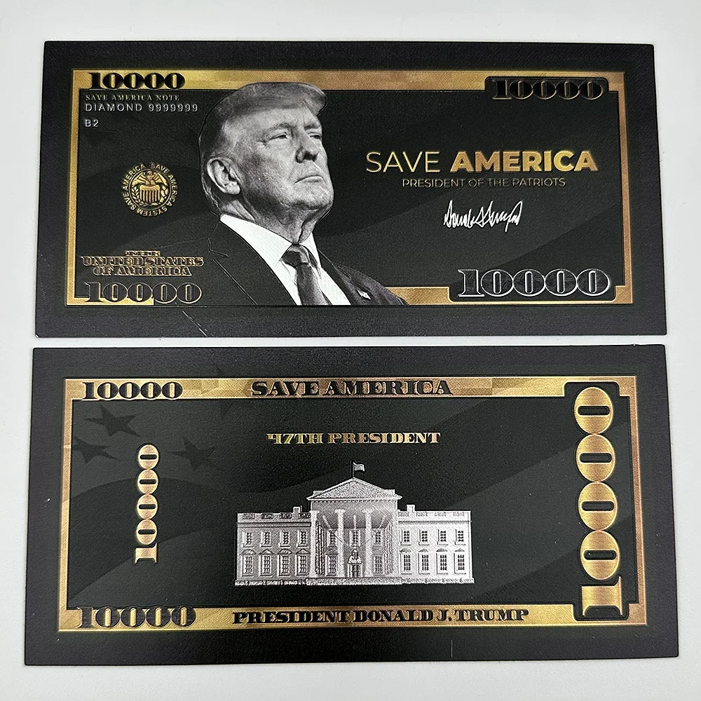 10 Stück 47 US-Präsident 10.000 Dollar Rechnungen Schwarzgold Banknoten Gedenkbanknoten Heimwanddekoration