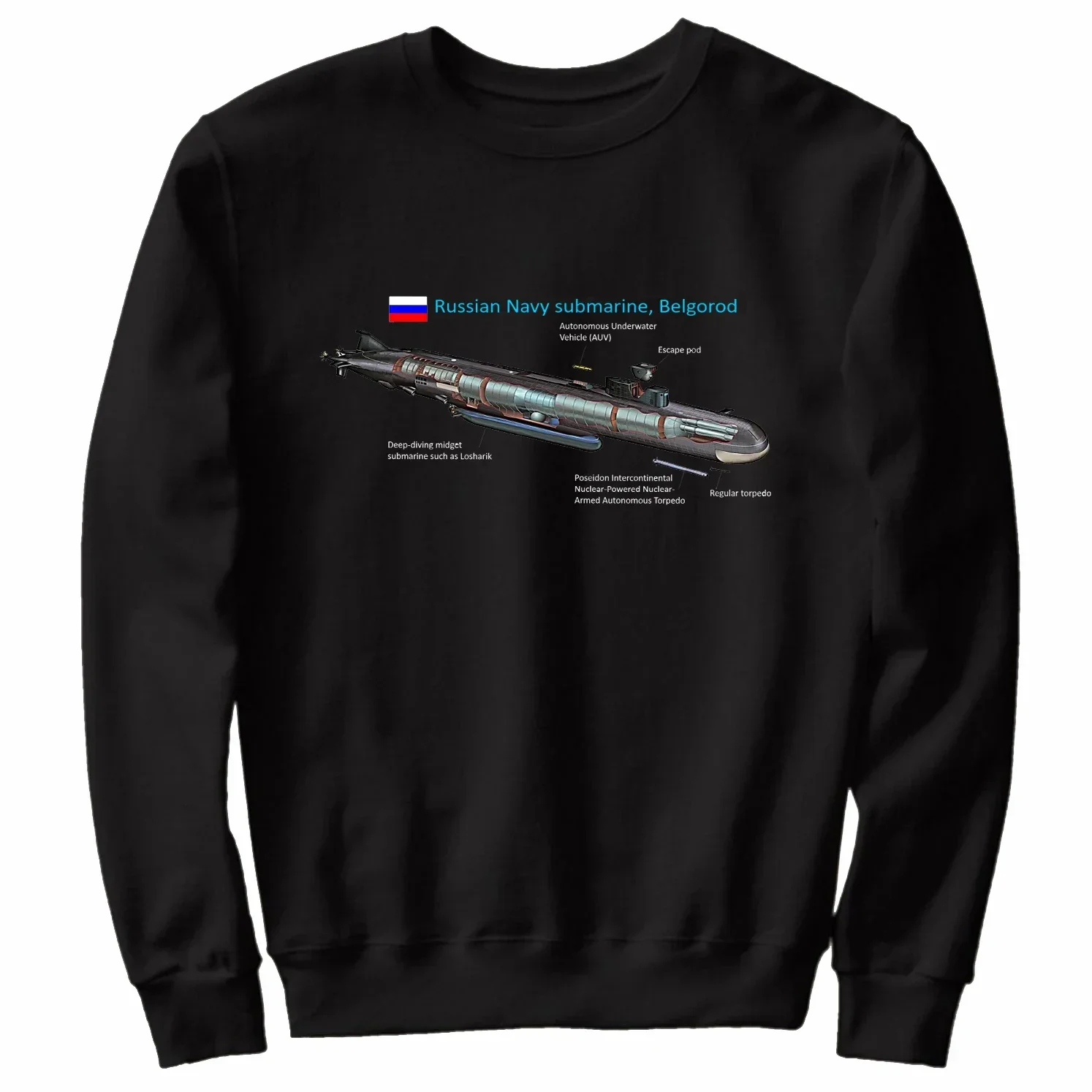 Russian Naval K-329 Belgorod Submarine Sweatshirt New 100% Cotton Comfortable Casual Russia Military Mens Clothes