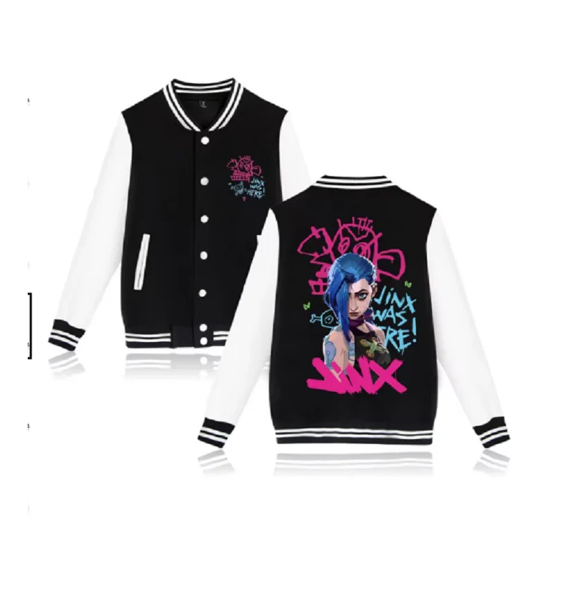 Arcane/Jinx Hoodie Baseball Jacket Women Men Baseball Uniform Jackets Men Clothes Top for Game Lover