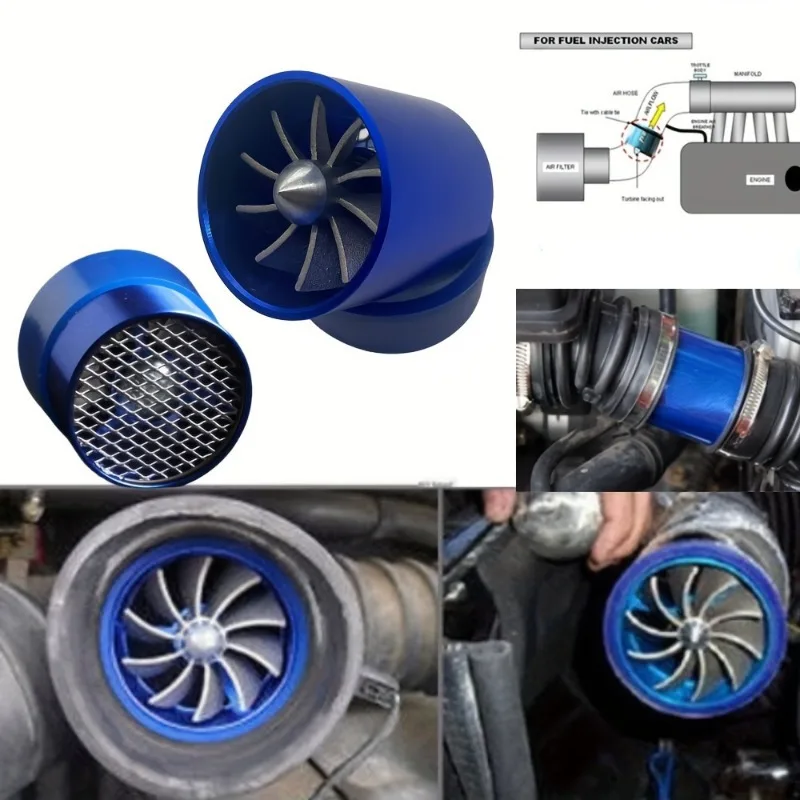 Car Air Intake Turbonator, 55mm Single Fan Turbo Engine, Turbine Super Charger Gas Fuel Saver Turbo