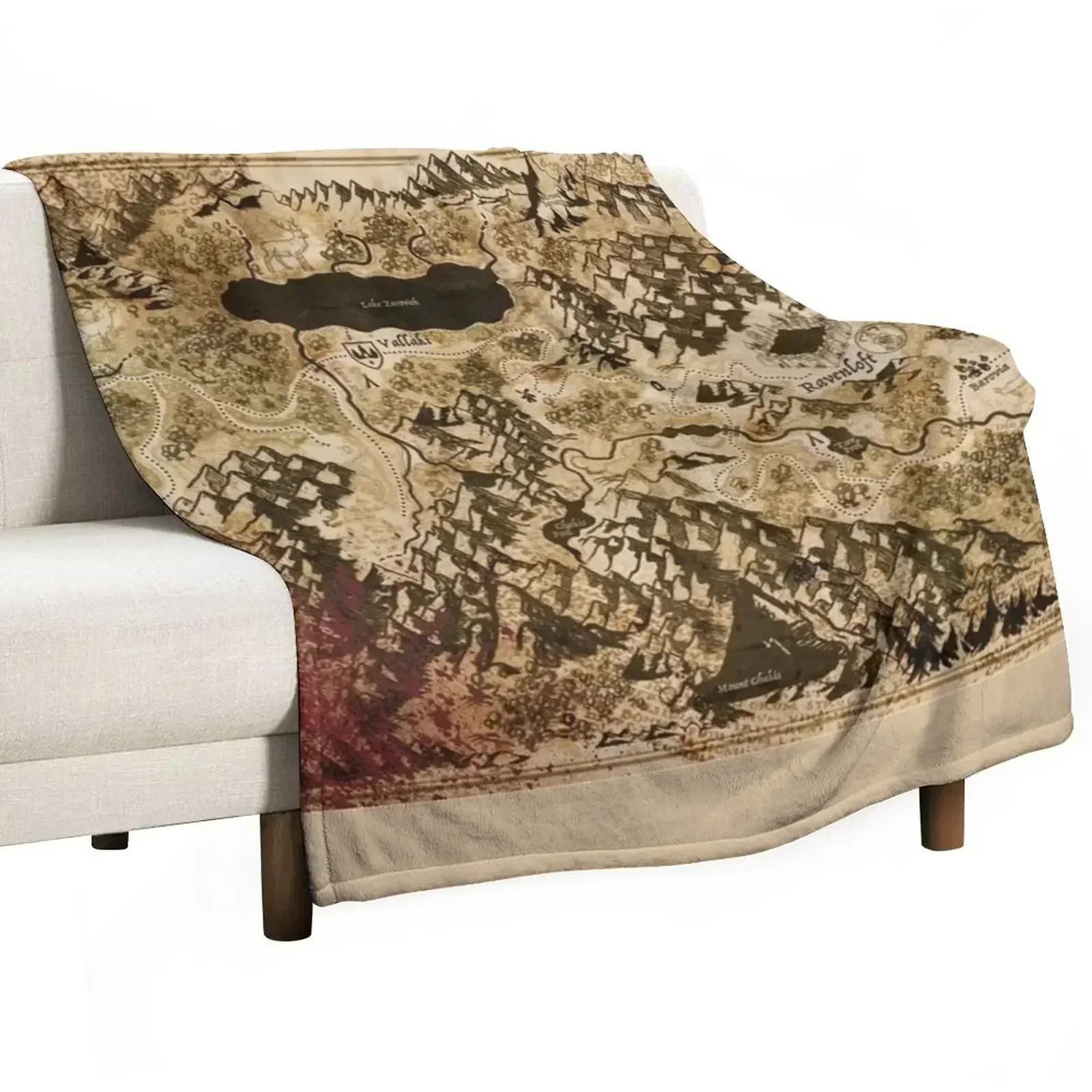 

Dr. Rudolf Van Richten's Annotated Map Of Barovia Throw Blanket blankets ands sofa bed Multi-Purpose Blankets