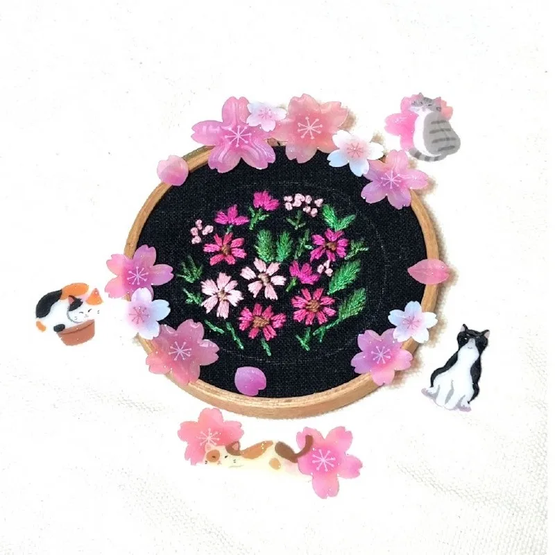 القرطاسية الكورية الجمالية الايبوكسي ساكورا ملصقات ثلاثية الأبعاد زهرة الكرز لسكرابوكينغ غير المرغوب فيه المجلات لتقوم بها بنفسك لوازم الحرفية #6