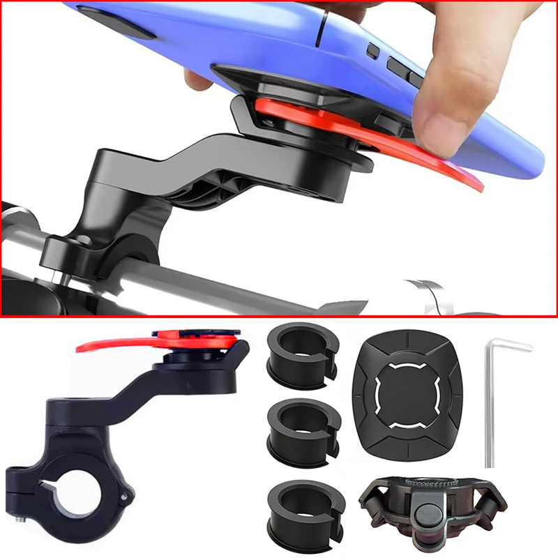 Universal Bicycle Phone Holder, 360° Rotatable Detachable Motorcycle Shock-absorbing Anti-Shake Holder GPS Navigation Mount#Colo
