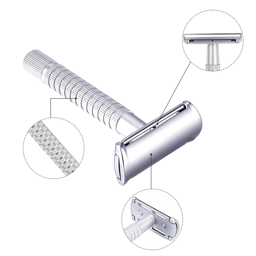 Whityle 05TS Sicherheitsrasierer für Männer mit Halterständer, klassischer Doppelkanten-Rasierrasierer mit 5 Advanced Blades und Basis für Männer