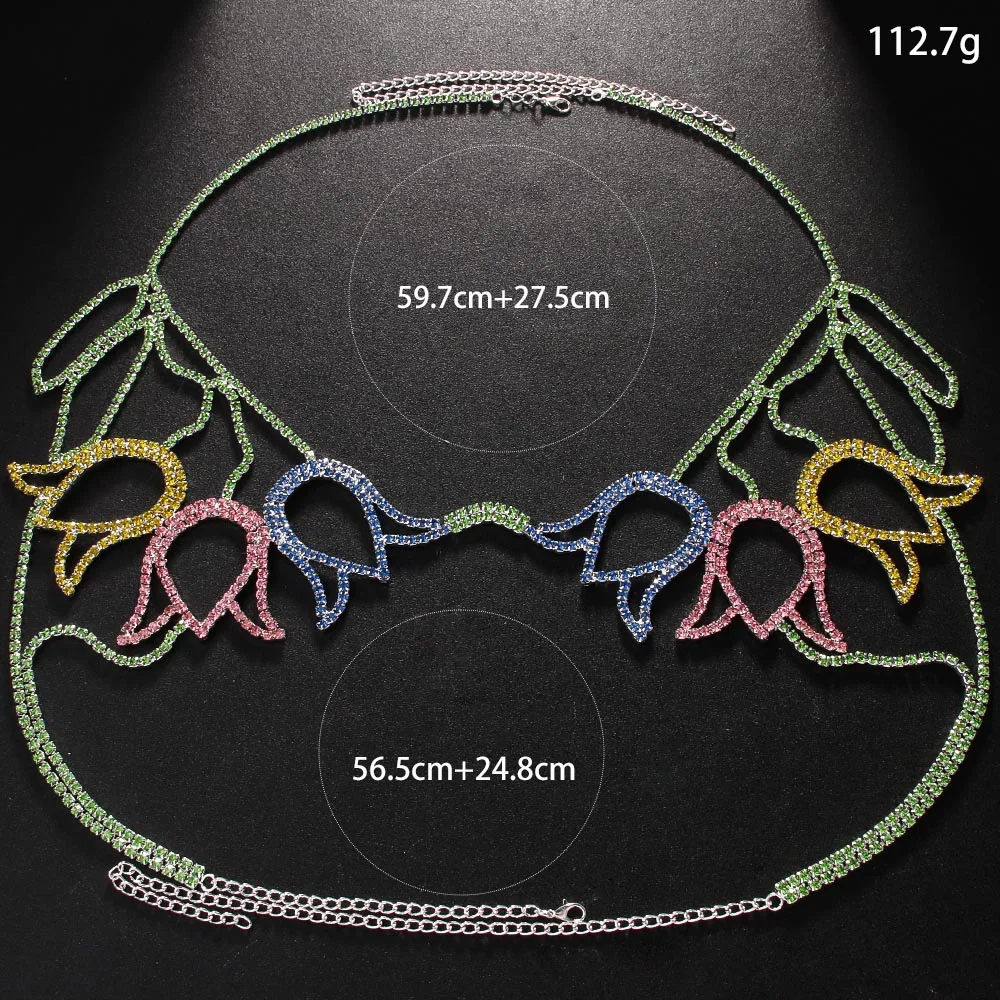 Stonefans Colorful Floral Chest Chain Bohemian Bikini Jewellery for Women Fashion Flower Bra Accessories Wholesale Decoration view 5