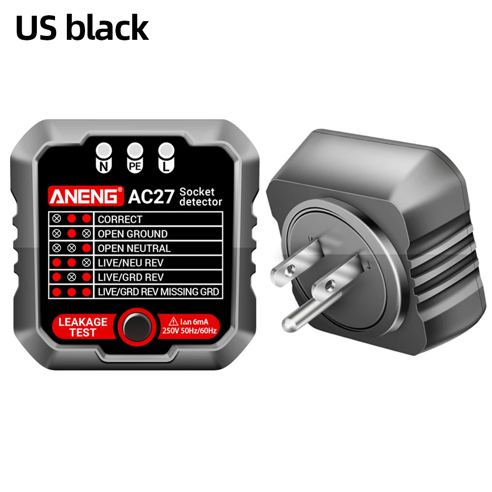 ANENG AC27 inteligentny miernik do gniazdka wyświetlacz cyfrowy czujnik napięcia wtyczka ue/US wielofunkcyjna do testu wycieków i wyłączania