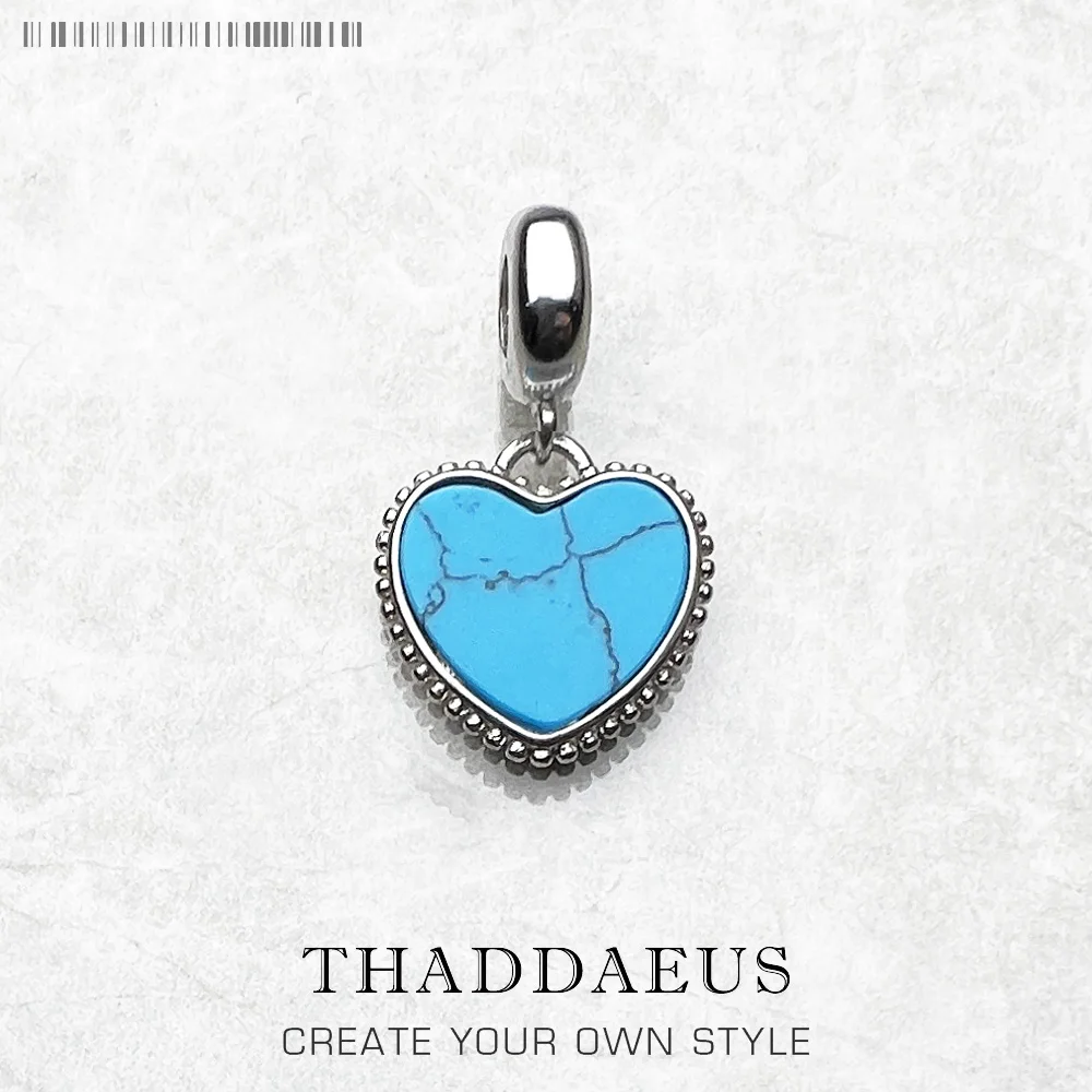 Blue Heart Eternal Charm Pendants For Women 925 Sterling Silver Romantic Token of Love Jewelry Fit Bracelet Necklace