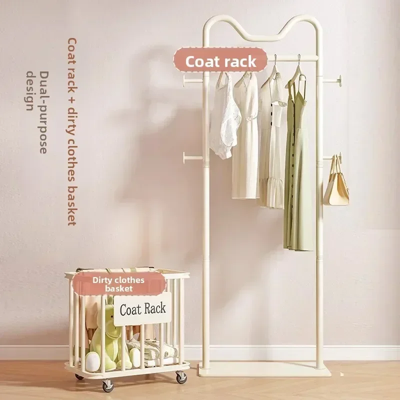 Household GoodsCoat Rack Floor-to-ceiling Bedroom Removable Dirty Clothes Basket Vertical Hanging Clothes Rack Hanging Bag Rack