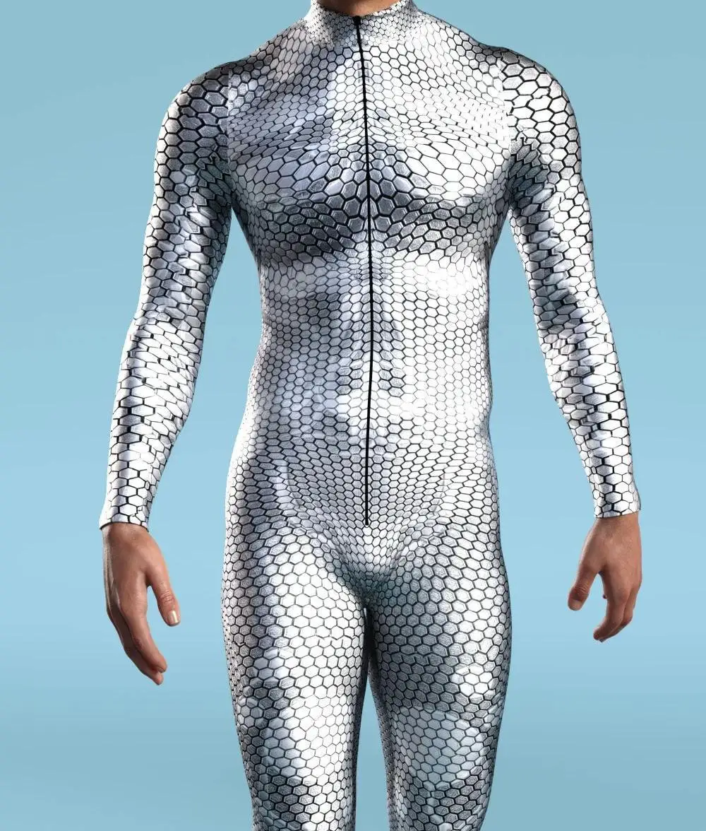Herren Regenbogen-Party-Punk-Jumpsuit Onesie Halloween Cosplay Kostüm Elastischer Party-Performance-Bodysuit – Detail 3