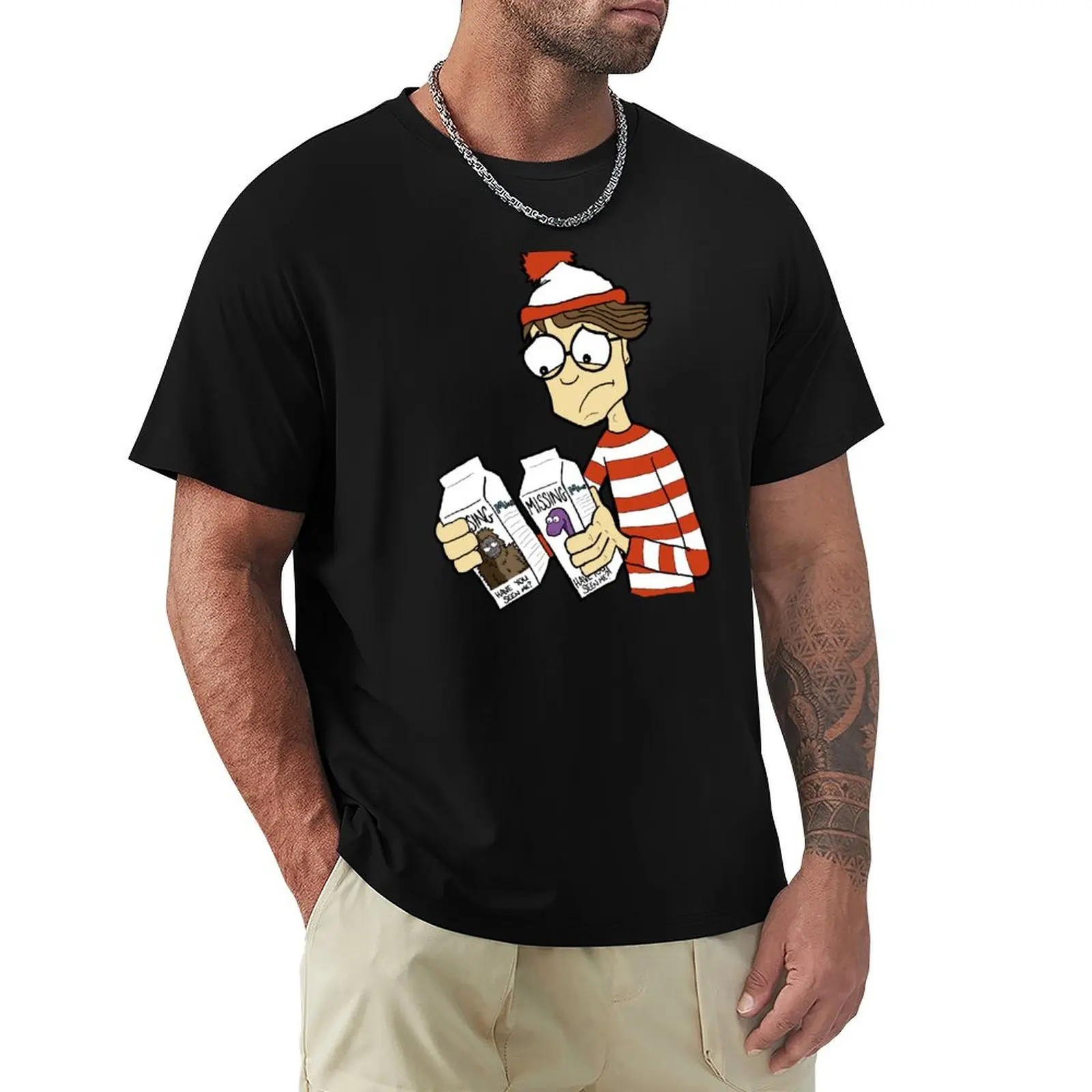 Where's Wally? Where's Bigfoot? Where's Nessie? T-Shirt t shirt for man 100 percent cotton T-Shirt