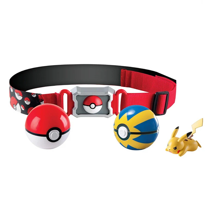 7 أنماط حزام البوكيمون مع كرات مجموعات الالعاب بيكاتشو السنجاب Eevee جيب الوحش عمل نموذج لجسم Pokeball الاطفال لعبة هدية