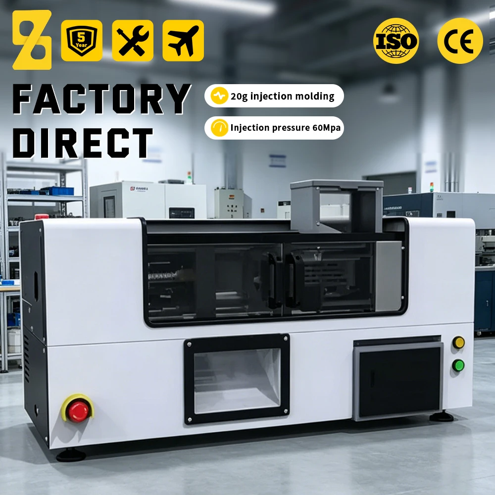 Micro Electric Injection Molding Machine, 5T Clamp, 15-20g Shot, PID Temp Control, Desktop Plastic Injector for Small Parts
