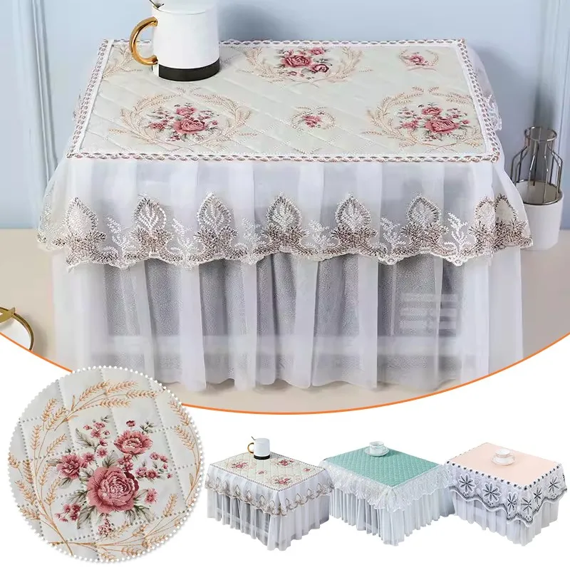 

50x35x30cm Microwave Oven Covers Full Coverage Lace Dust Cover Cloth Universal Dustproof Oil-resistant Baking Oven Home Decor