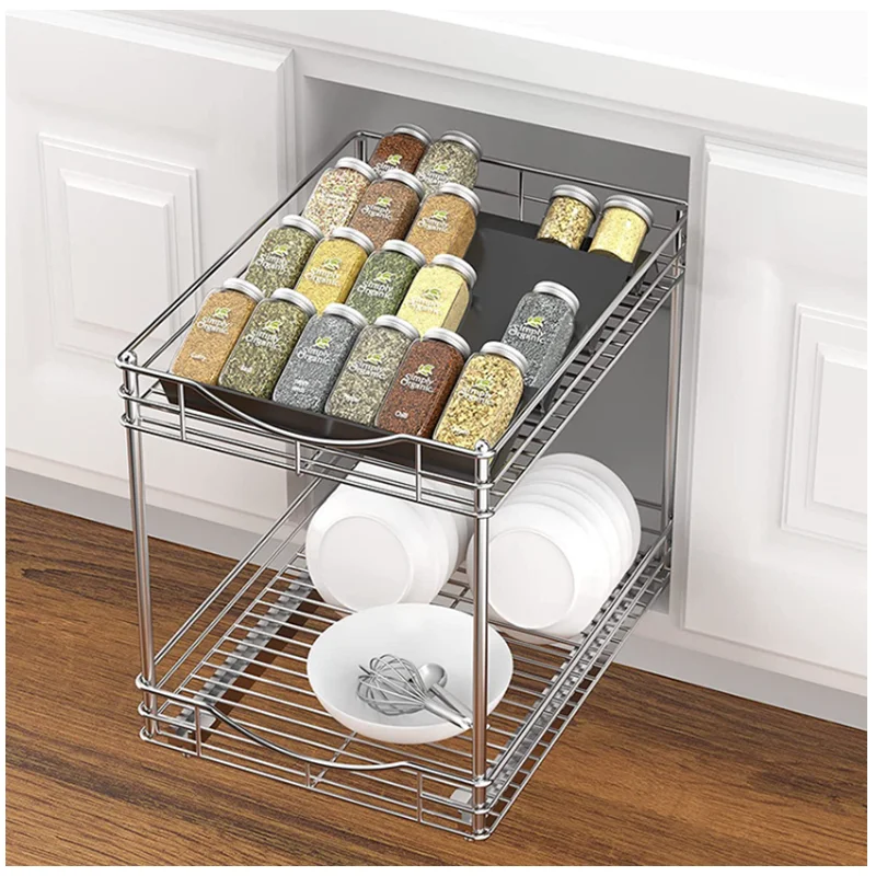 Space-saving Adjustable Acrylic Spice Storage Racks Drawer Organizer Kitchen Clear Organize and Display Spices and Seasonings