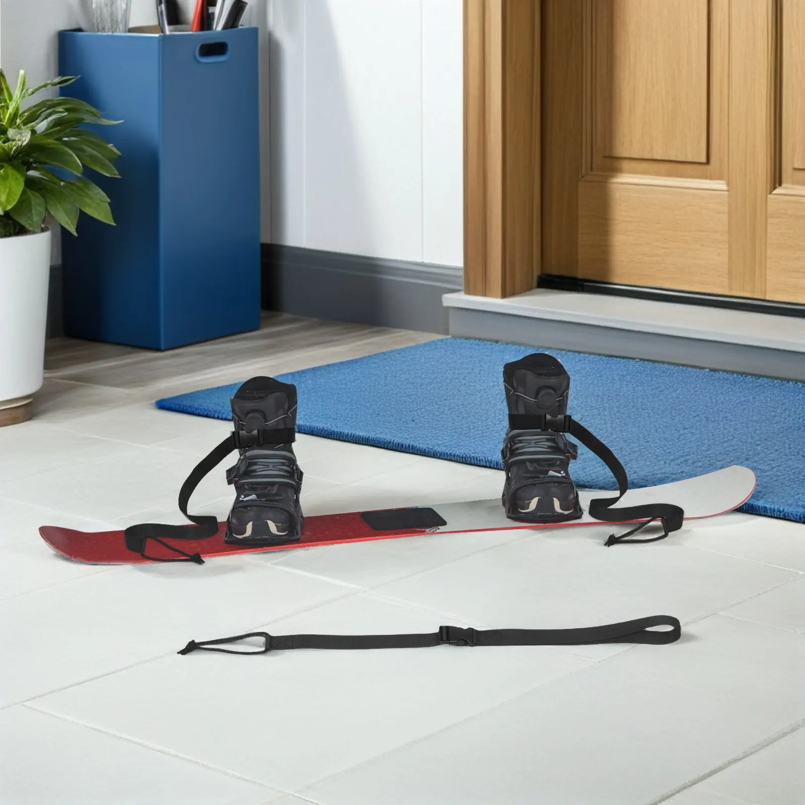 

2pcs Snowboard Leash 68Cm Adjustable Snowboard Binding Straps For Skiing Winter Sports Safety Gear Black Ski Boot Holder Strap