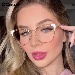 45892 Women Metal Cat Ear Glasses Frames Anti Blue Light Optical Fashion Computer Glasses