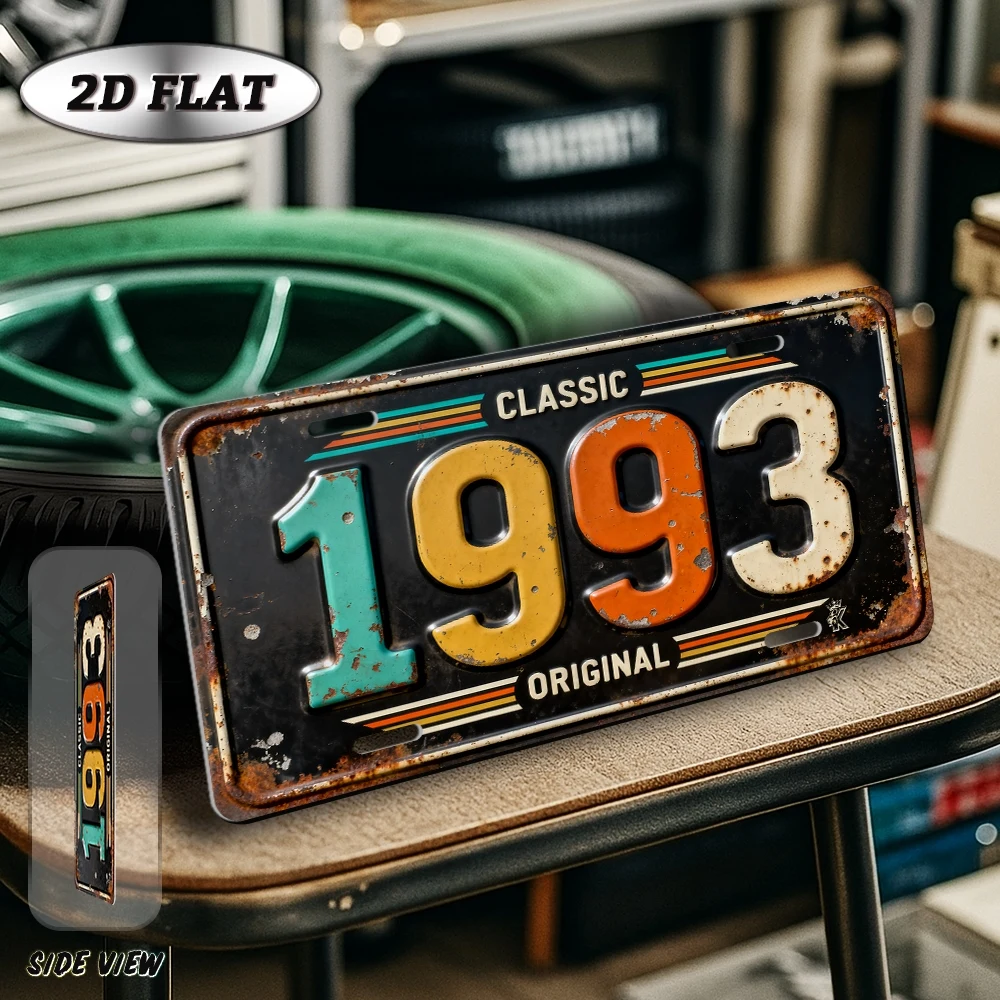 2D Flat, [2D Flat] 1pc Vintage 1993 Metal Sign - 1993 Birth Year Number - Aluminum Retro Wall Plaque for /Outdoor Decoration - B