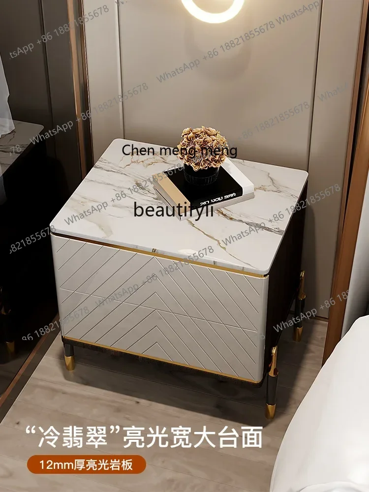 

ss7304 Light Luxury Stone Plate Bedside Table Simple Modern Bedroom Ultra Narrow Mini Storage High Sense