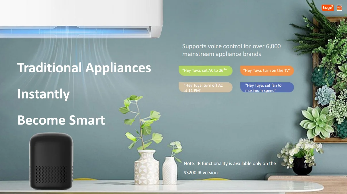 Tuya Smart AI Speaker with Universal IR Remote Control Voice Assistant Dual-Band WiFi BT 5.4 Smart Home Hub RGB Light