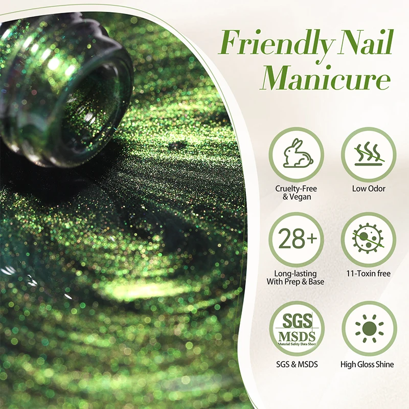 ولد جميلة 10 مللي القط الأخضر المغناطيسي هلام الترا تألق شبه دائم نقع قبالة الأشعة فوق البنفسجية هلام مانيكير مسمار الفن الورنيش تألق مسمار الفن #6