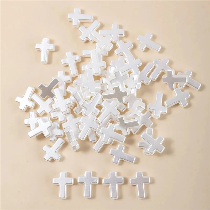 60pcs 12x16mm Plastic White Cross Shape Beads Acrylic Beads Charms Bracelet Pendant For DIY Jewelry Making Accessories