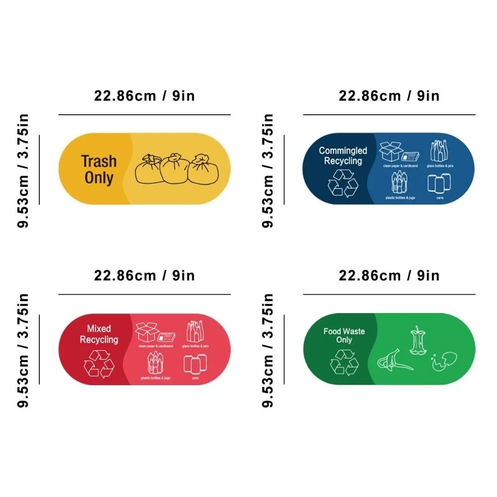 إعادة تدوير فرز سلة المهملات ملصق مقاوم للماء الفينيل مختلط إعادة تدوير ملصق لاصق شعار الشارات سلة المهملات بطاقة لاصقة