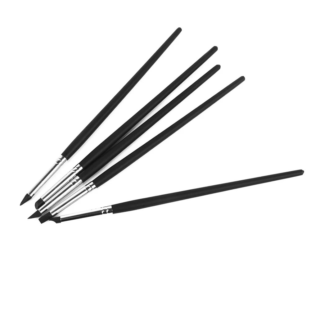 

5pcs Mud Sculpting Tools Black 155-165Mm Silicone Wood Metal Shaping Tool For Clay Modeling Sculpture Wipe Out Art Craft